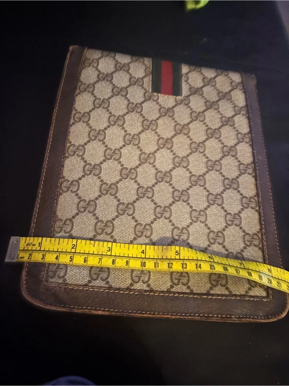 Gucci Vintage Vertical Canvas Shoulder Bag Monogram Stripes GG logo handbag - Picture 3 of 13